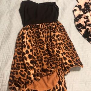 A short black cheetah print dress